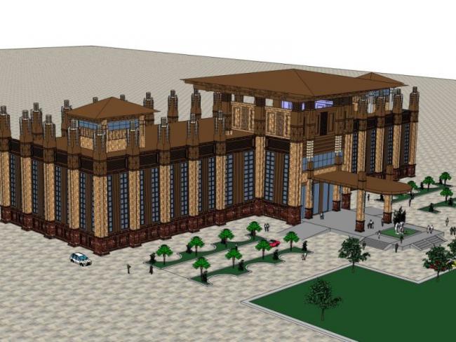 Sketchup商业模型|低层会所，现代中式风格