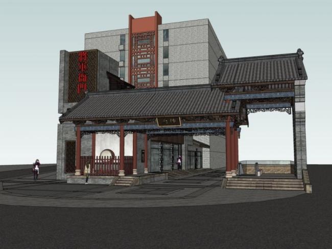 Sketchup商业模型|多层商业建筑，现代中式风格