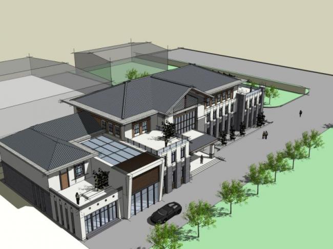 Sketchup商业模型|多层会所，现代中式风格