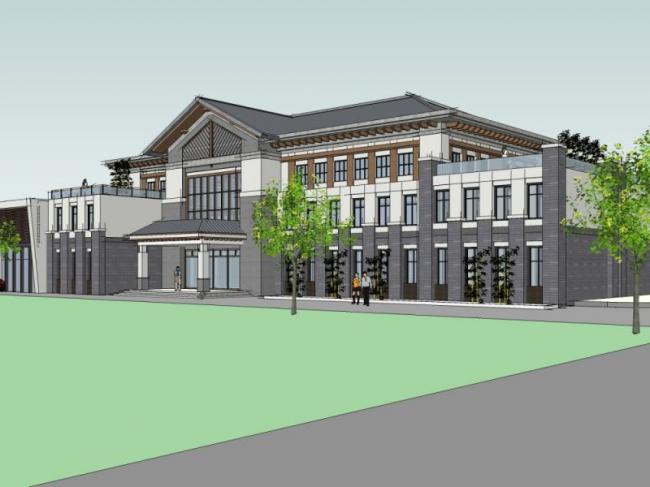 Sketchup商业模型|多层会所，现代中式风格