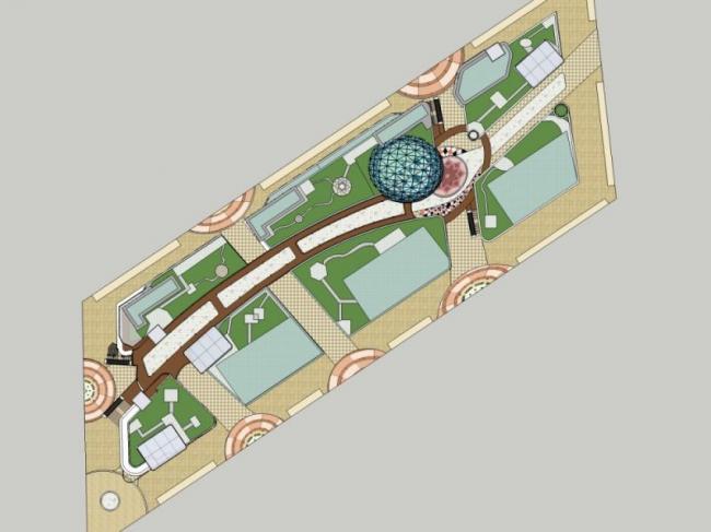 Sketchup办公模型|多层商业步行街，现代风格