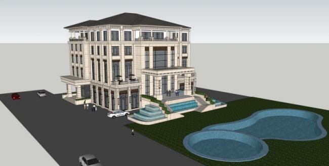 Sketchup商业模型|多层会所，欧式古典风格