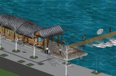 Sketchup景观模型|滨水景观，茶馆，东方新古典风格，中式风格-BIM建筑网