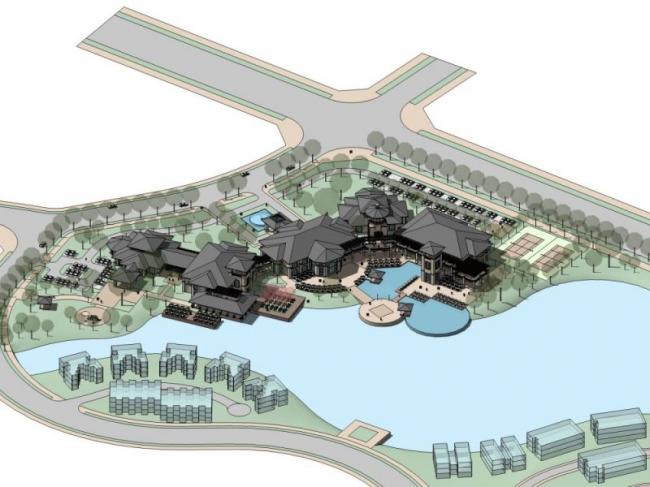 Sketchup商业模型|低层山地会所，现代风格