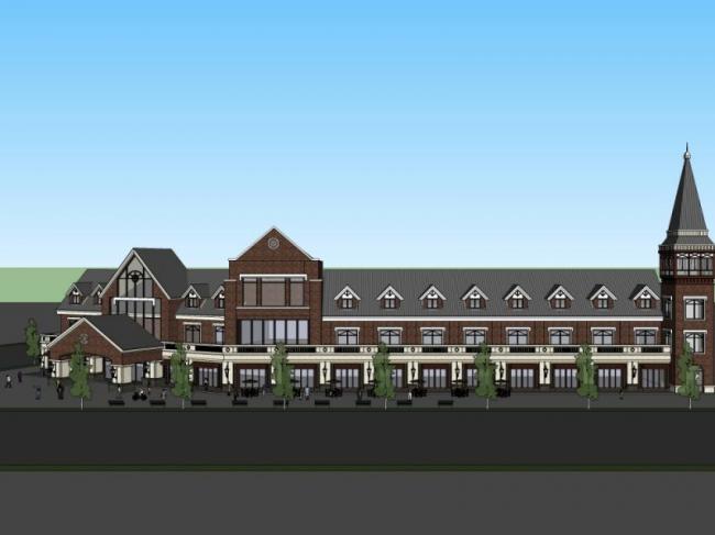 Sketchup商业模型|多层商业步行街，英式风格