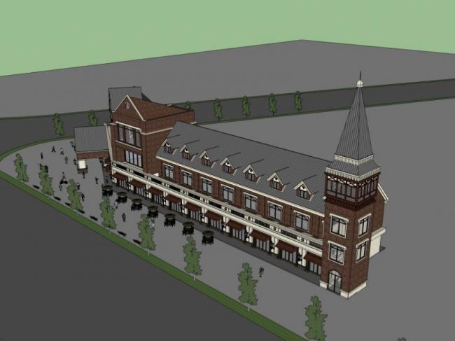 Sketchup商业模型|多层商业步行街，英式风格