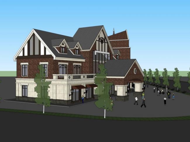 Sketchup商业模型|多层商业步行街，英式风格