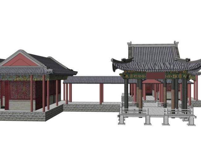 Sketchup古建筑模型|古亭，亭子，古建，中式风格