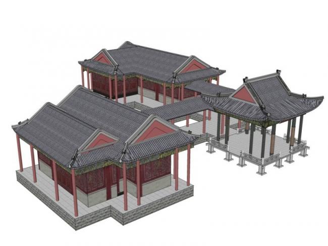 Sketchup古建筑模型|古亭，亭子，古建，中式风格
