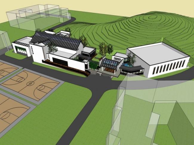 Sketchup商业模型|英语俱乐部，低层会所，现代中式风格