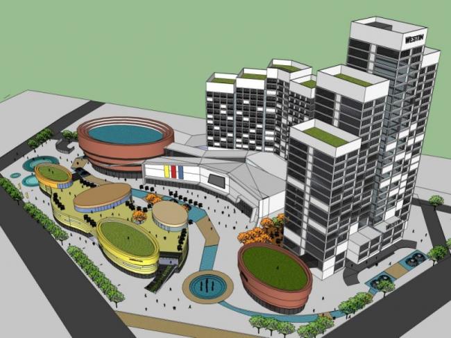 Sketchup酒店模型|高层酒店建筑群，现代风格