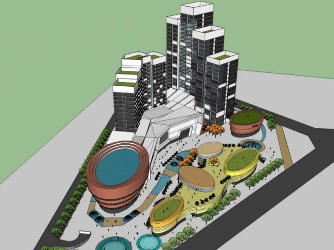 Sketchup酒店模型|高层酒店建筑群，现代风格