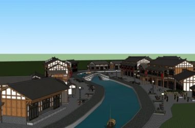 Sketchup商业模型|多层商业街，中式风格-BIM建筑网