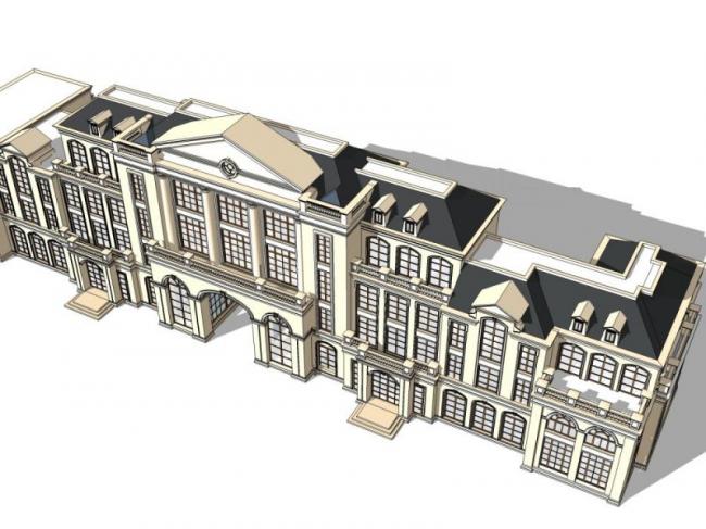 Sketchup商业模型|多层会所，古典风格