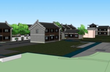 Sketchup文化模型|多层园博园北区，文化建筑，中式风格-BIM建筑网