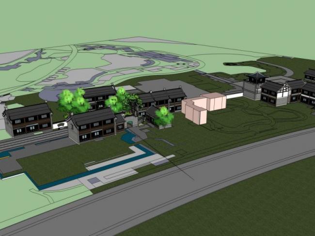Sketchup文化模型|多层园博园北区，文化建筑，中式风格