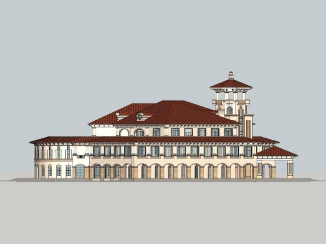 Sketchup商业模型|多层售楼部会所，古典风格