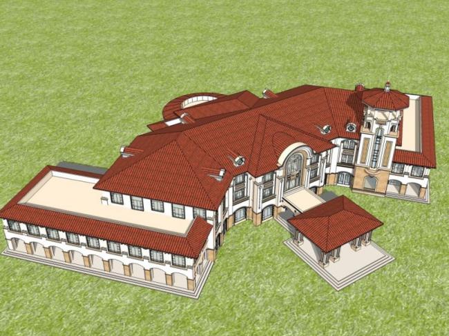 Sketchup商业模型|多层售楼部会所，古典风格