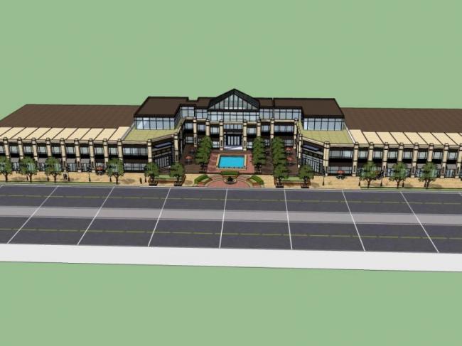 Sketchup商业模型|低层商业建筑，现代风格