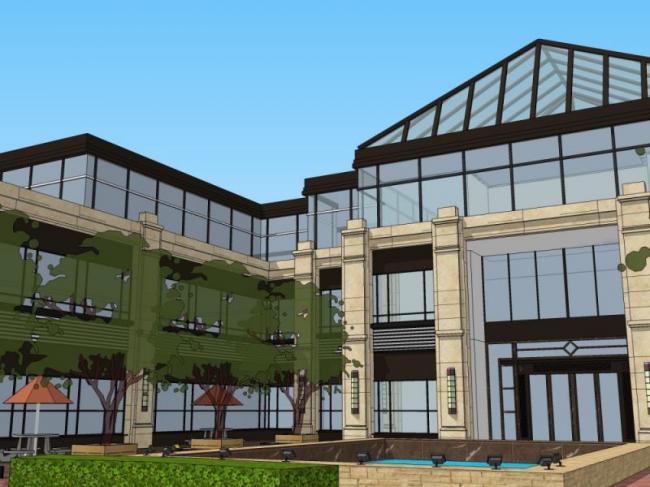 Sketchup商业模型|低层商业建筑，现代风格