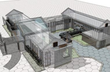 Sketchup酒店模型|低层宾馆建筑，现代中式风格-BIM建筑网