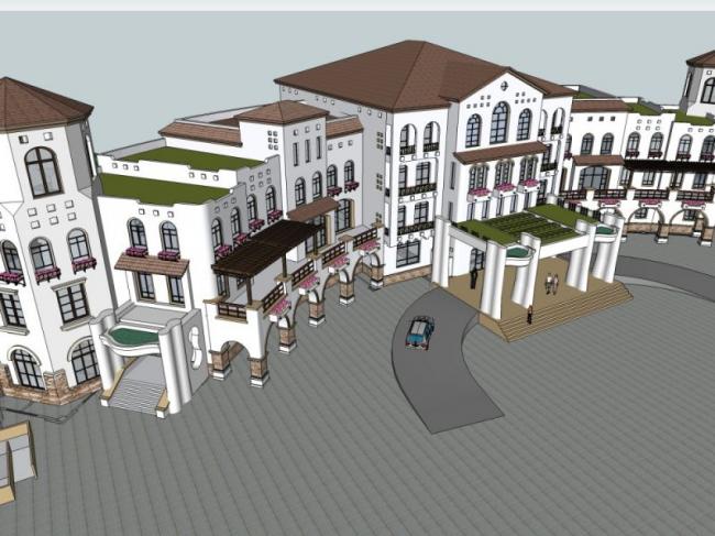 Sketchup商业模型|多层会所，西班牙风格