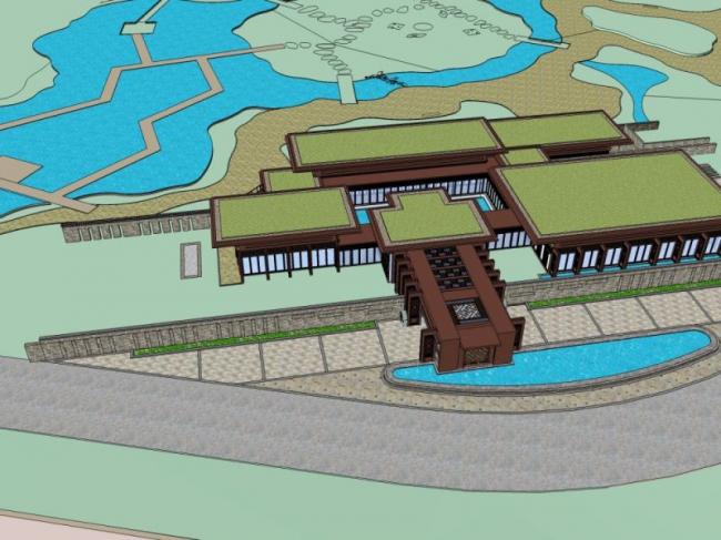 Sketchup商业模型|低层会所，现代风格