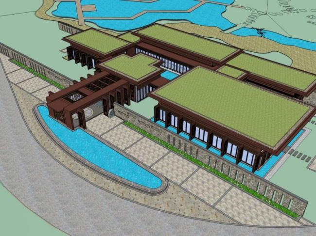 Sketchup商业模型|低层会所，现代风格