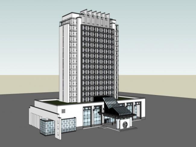 Sketchup办公模型|高层办公楼，现代风格