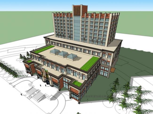 Sketchup酒店模型|多层酒店，现代风格