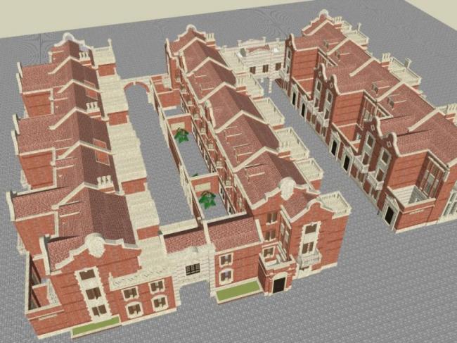 Sketchup住宅模型|多层住宅，古典风格