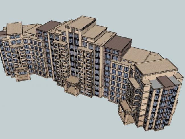 Sketchup住宅模型|多层住宅，居住建筑，古典风格