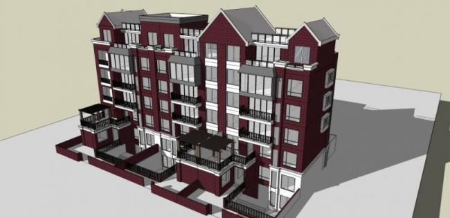 Sketchup住宅模型|多层住宅，联排，现代风格