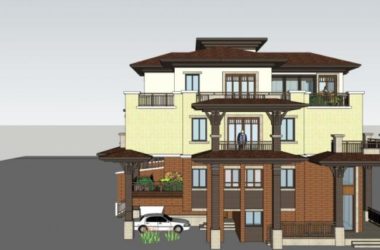 Sketchup住宅模型|多层住宅，花园洋房，现代风格-BIM建筑网