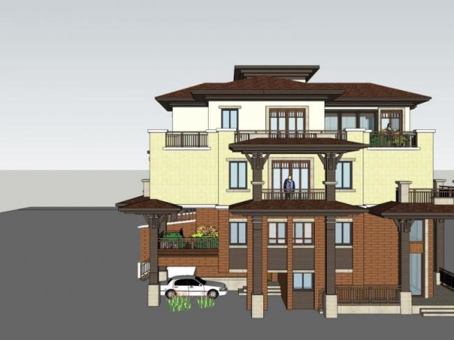 Sketchup住宅模型|多层住宅，花园洋房，现代风格