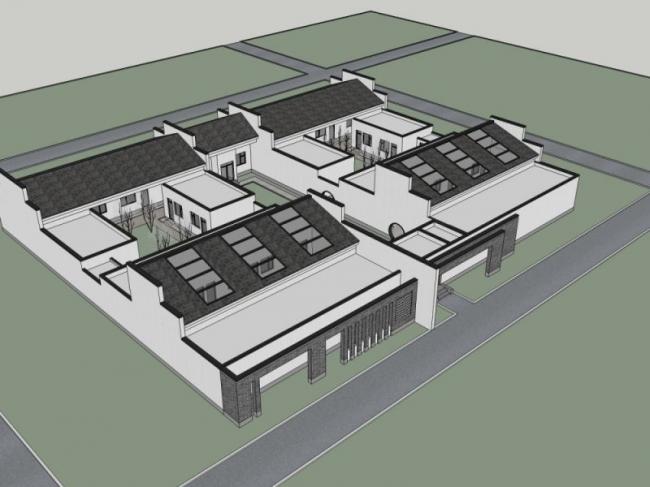 Sketchup住宅模型|四合院，现代中式风格