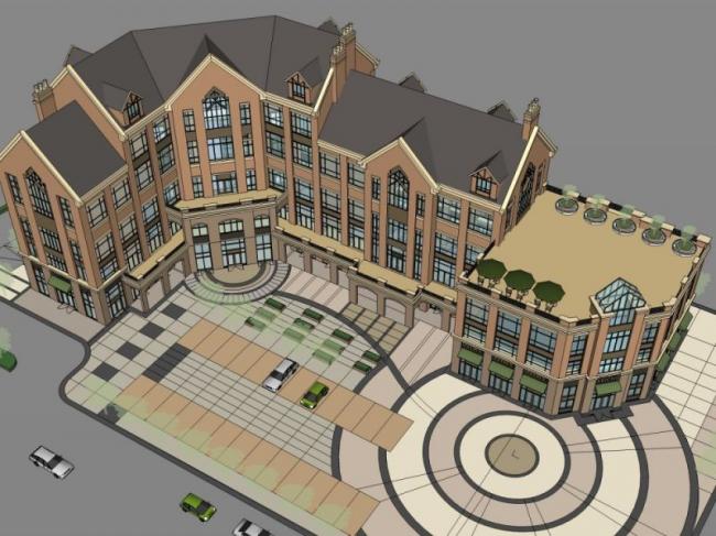Sketchup商业模型|多层商业建筑，英式风格