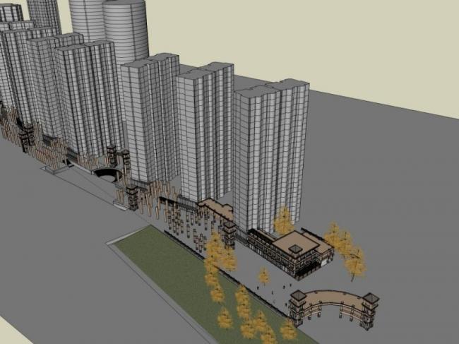Sketchup商业模型|多层商业街，古典风格