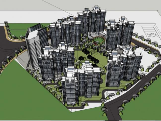 Sketchup住宅模型|高层住宅小区，现代风格