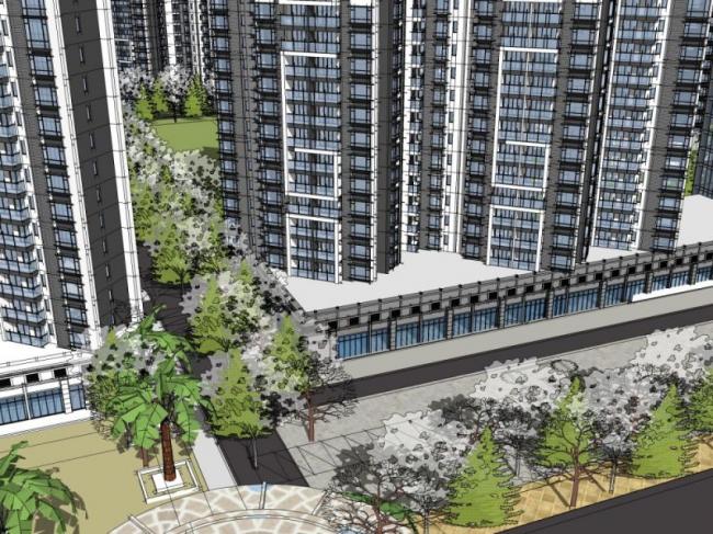 Sketchup住宅模型|高层住宅小区，现代风格