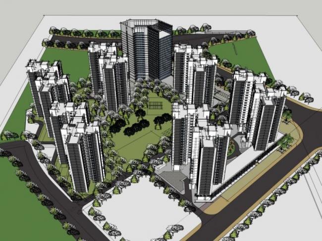 Sketchup住宅模型|高层住宅小区，现代风格