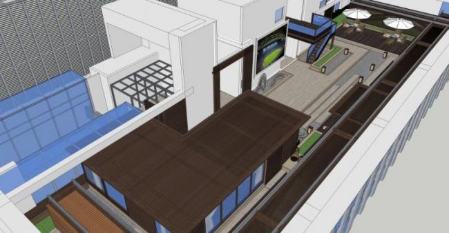 Sketchup景观模型|屋顶花园景观，现代风格