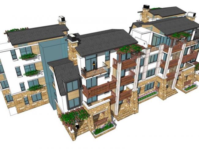 Sketchup住宅模型|多层住宅，现代风格