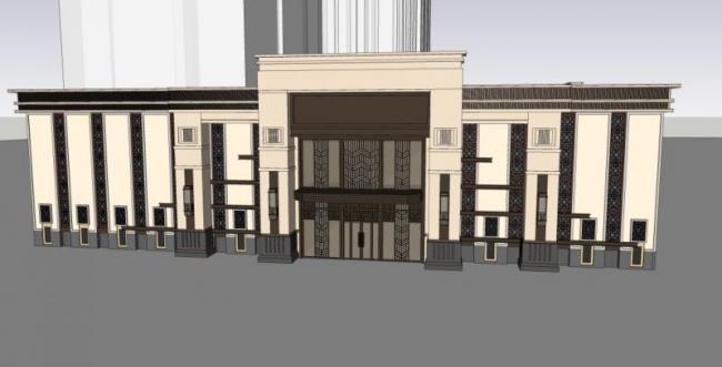 Sketchup商业模型|低层商业建筑群，现代风格