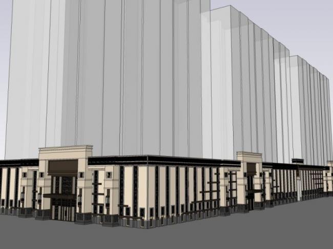 Sketchup商业模型|低层商业建筑群，现代风格