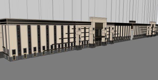 Sketchup商业模型|低层商业建筑群，现代风格
