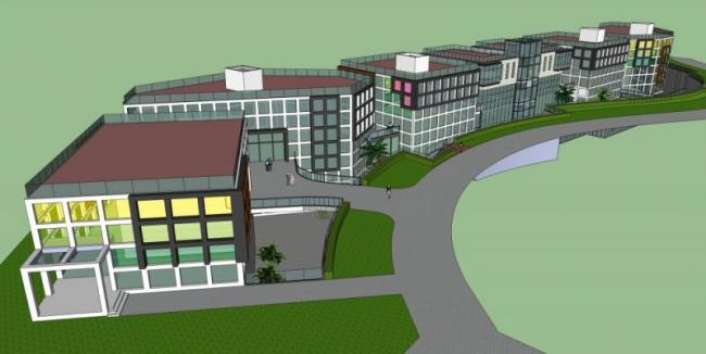 Sketchup办公模型|多层办公园区，下沉，现代风格