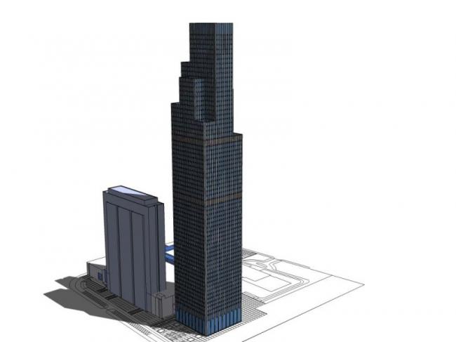Sketchup综合体模型|超高层城市综合体，办公，酒店，商业，现代风格