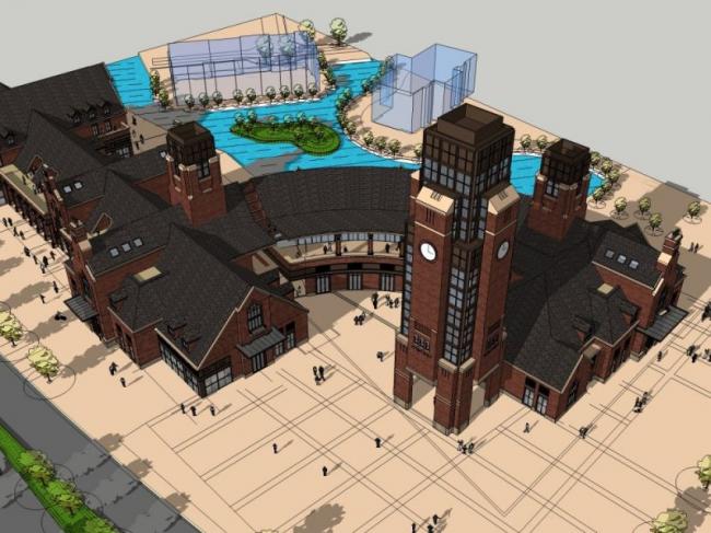 Sketchup商业模型|低层商业步行街，古典风格