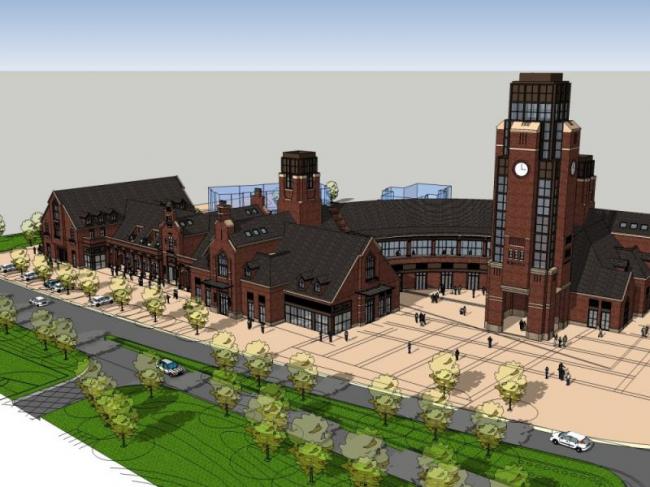 Sketchup商业模型|低层商业步行街，古典风格